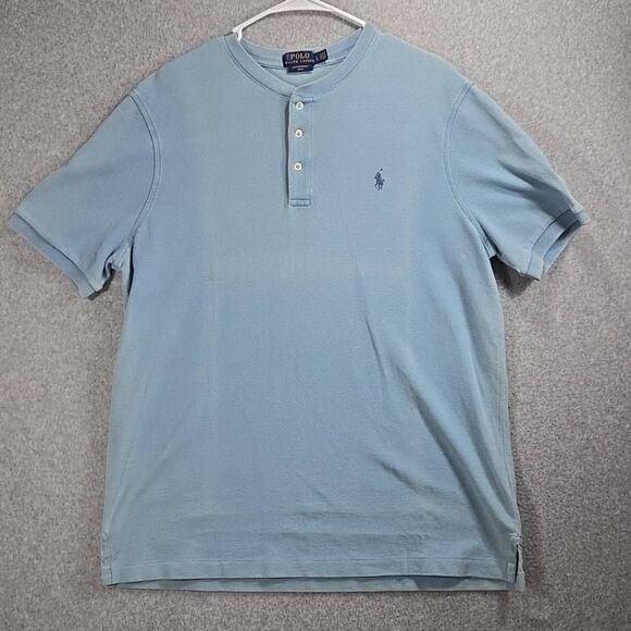 Polo Ralph Lauren Featherweight Mesh Cotton Golf Shirt Men's Large Light Blue - Picture 1 of 9